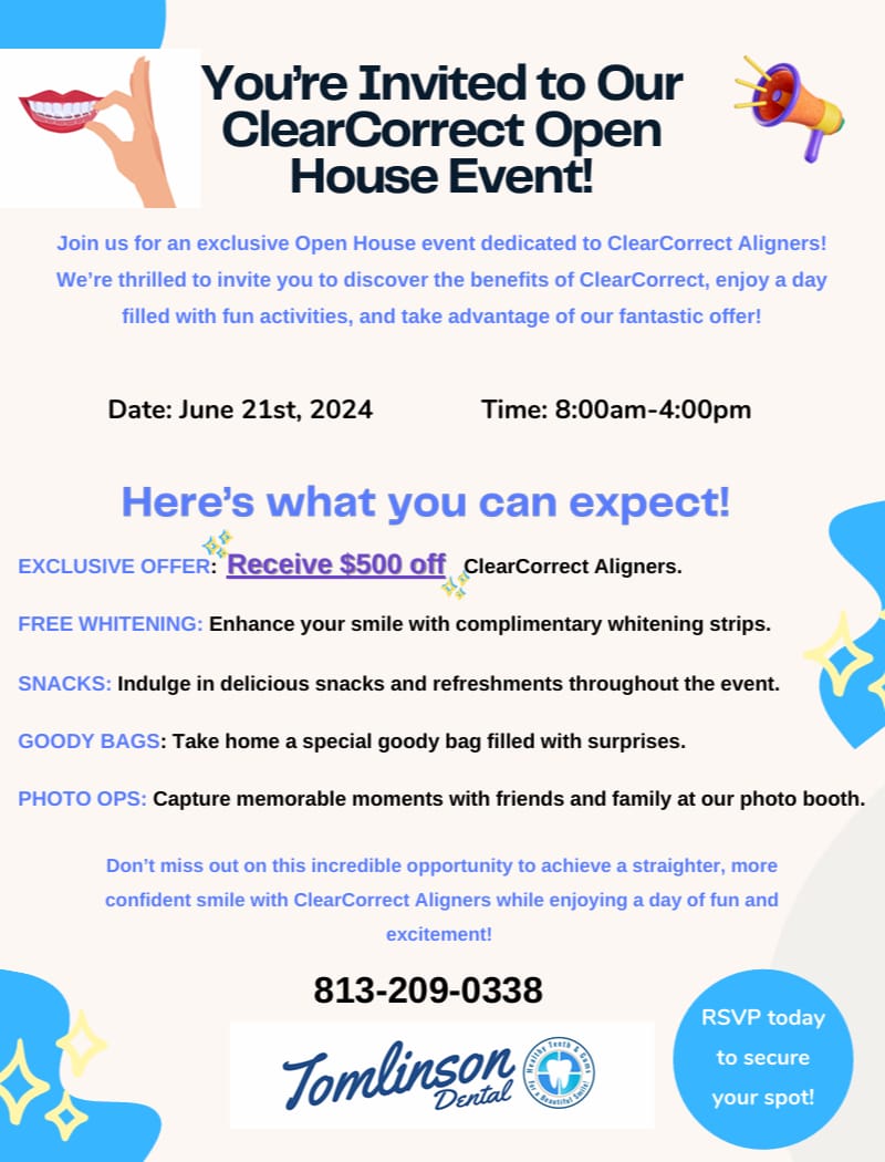 Join us for an exclusive Open House event dedicated to ClearCorrect Aligners! We’re thrilled to invite you to discover the benefits of ClearCorrect, enjoy a day filled with fun activities, and take advantage of our fantastic offer!